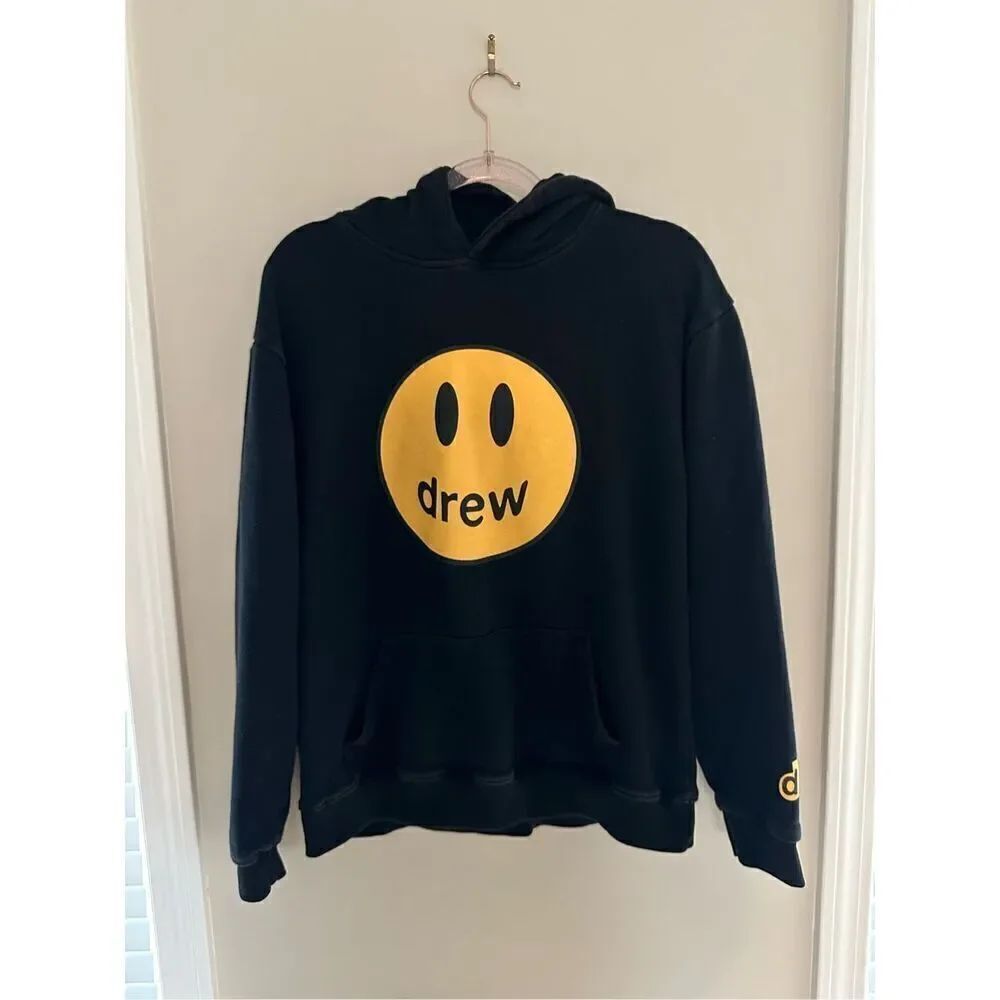 Black Drew Skate House Hoodie Large Black Smiley Face